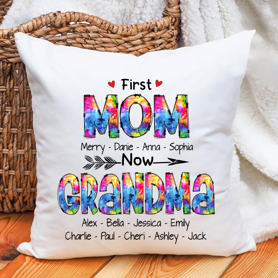 First Mom Now Grandma Colorful Indoor Pillow