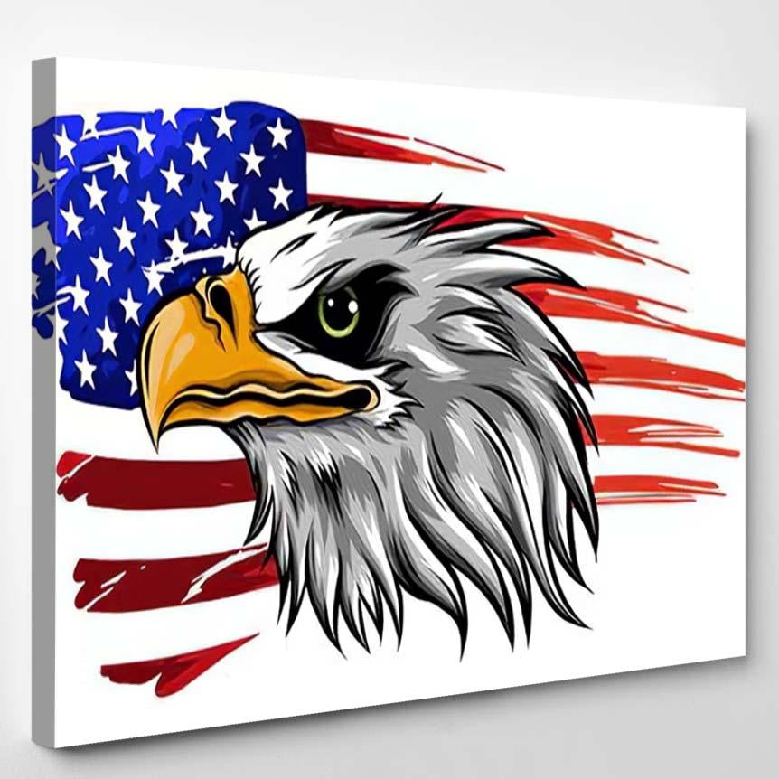 American Bald Eagle Illustration Vector Against – Eagle Animals Canvas Print