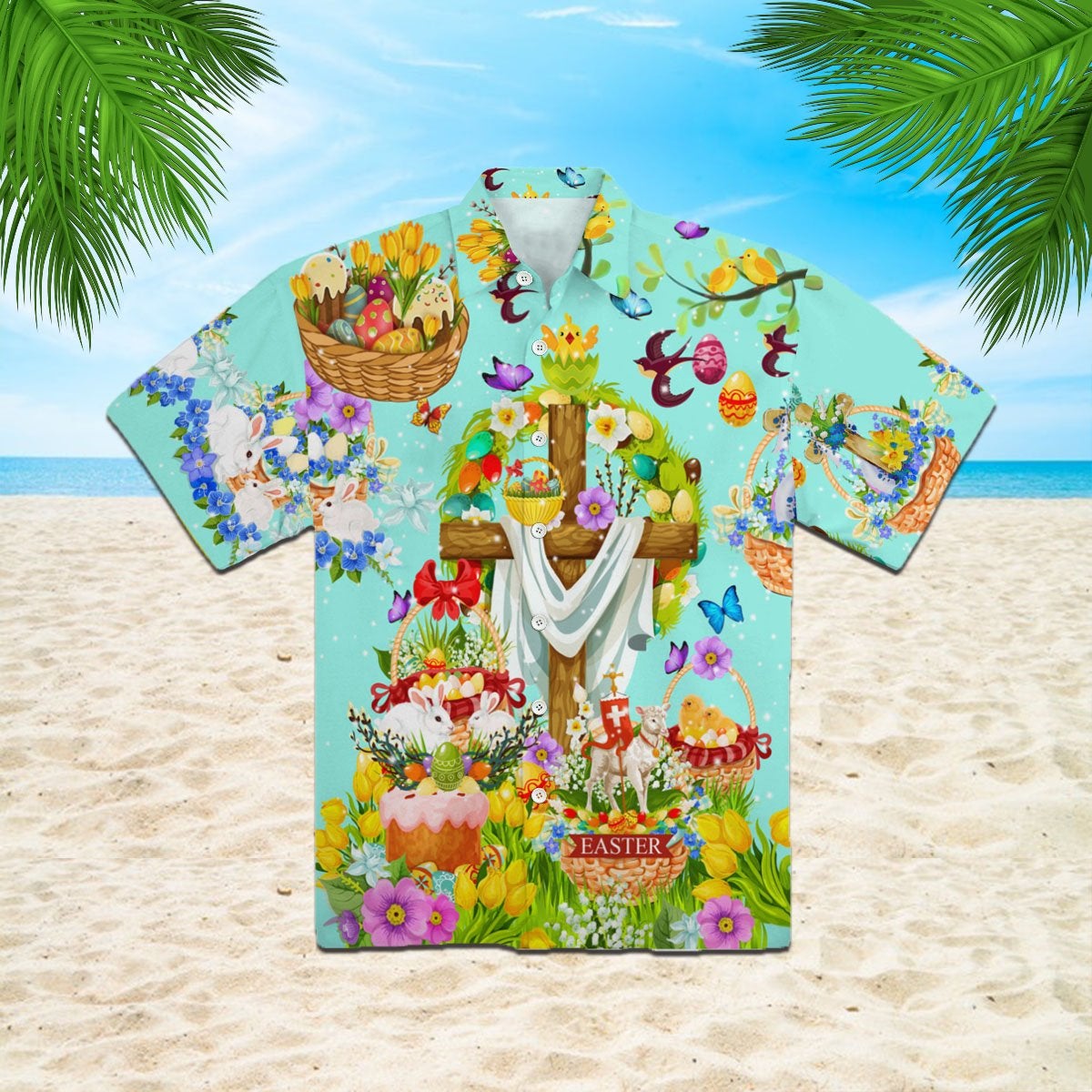 Happy Easter Hawaiian Shirt, Unisex Print Aloha Short Sleeve Casual Shirt