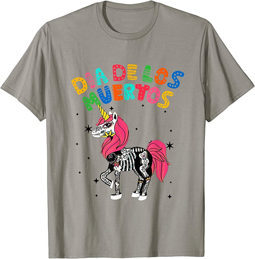 Unicorn Dia De Los Muertos Sugar Skull Tee Skeleton Unicorn T-Shirt