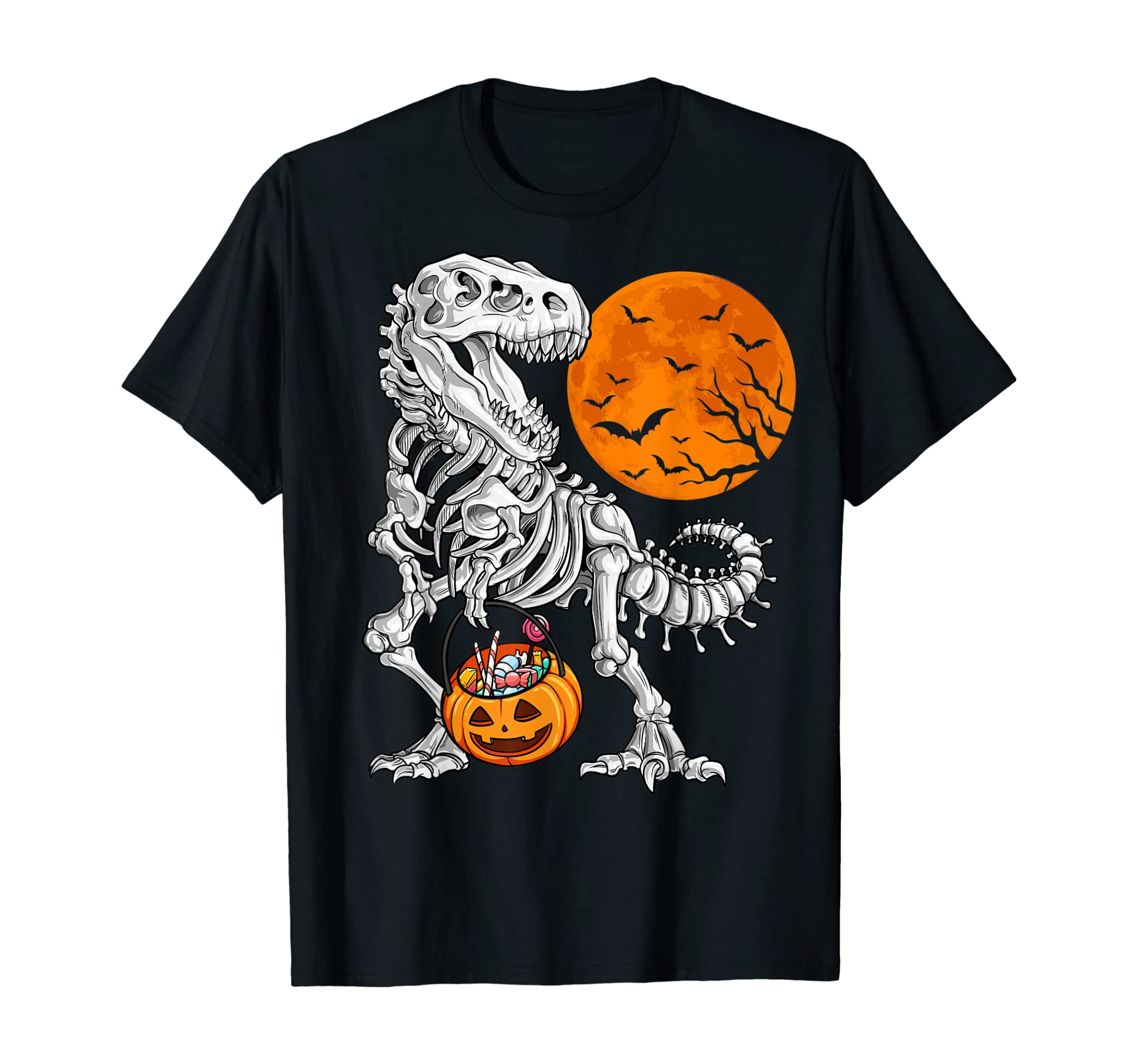 Halloween Shirts For Boys Kids Dinosaur Skeleton T Rex Scary T-Shirt