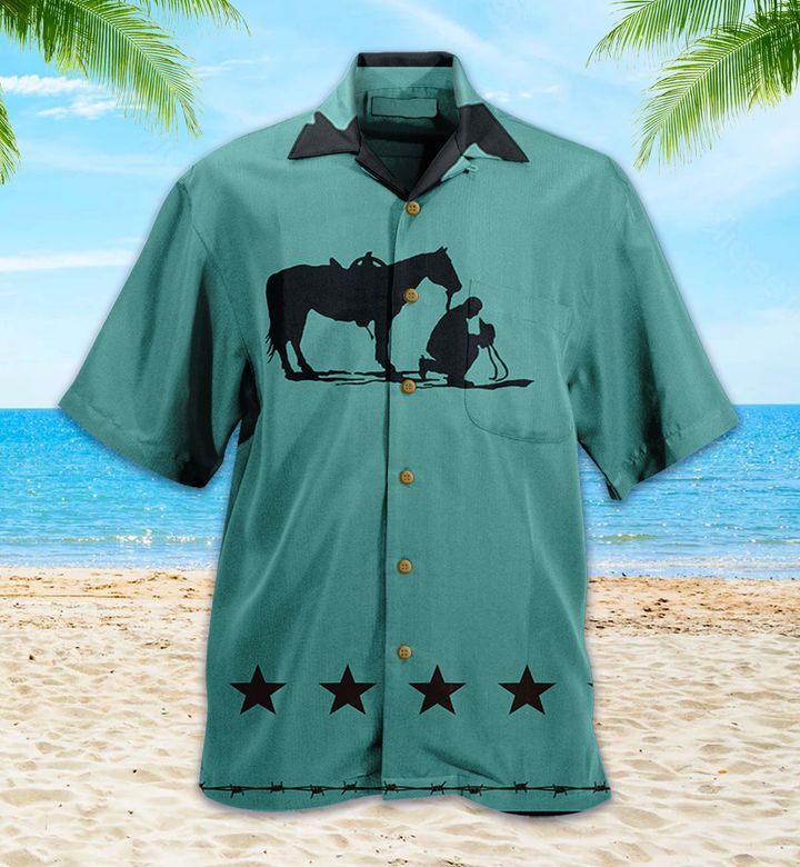 Turquoise Cowboy Horse Western Blue Hawaii Shirt Ha10433