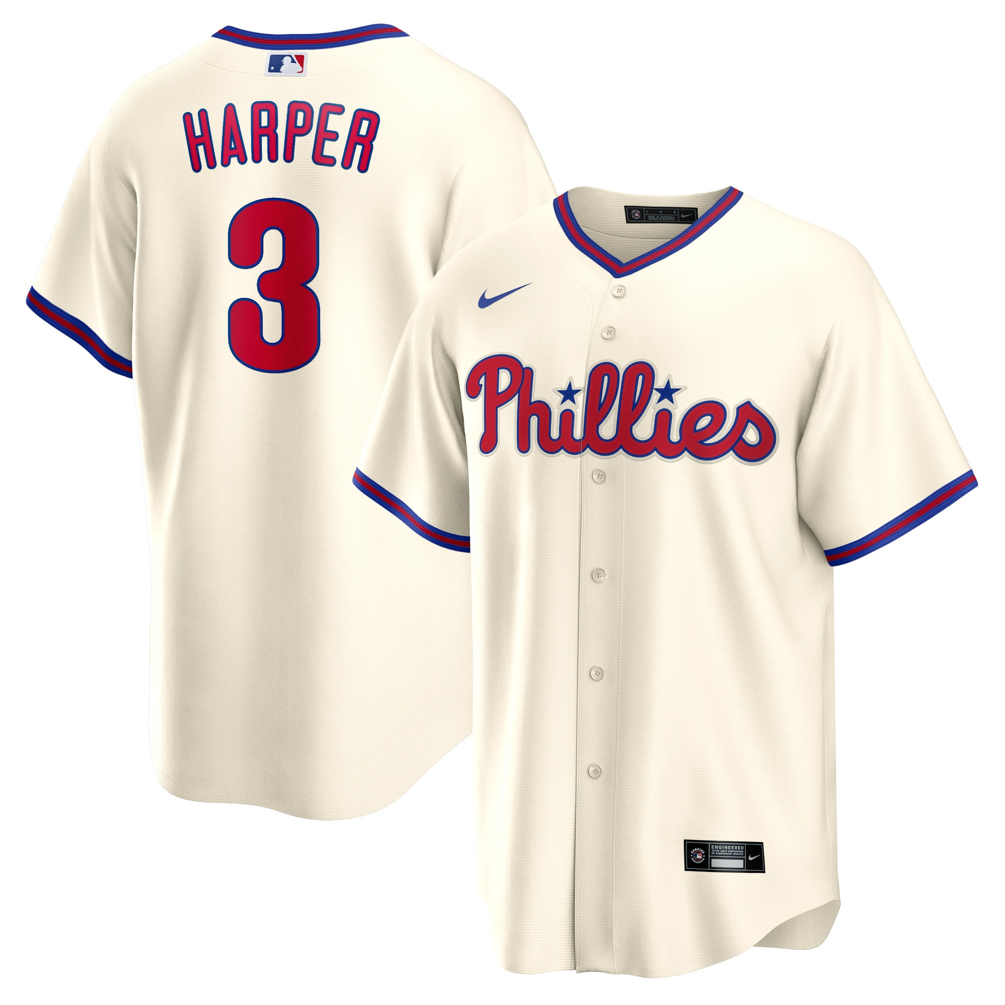 Bryce Harper Philadelphia Phillies Alternate Replica Player Name Jersey – Cream MLB