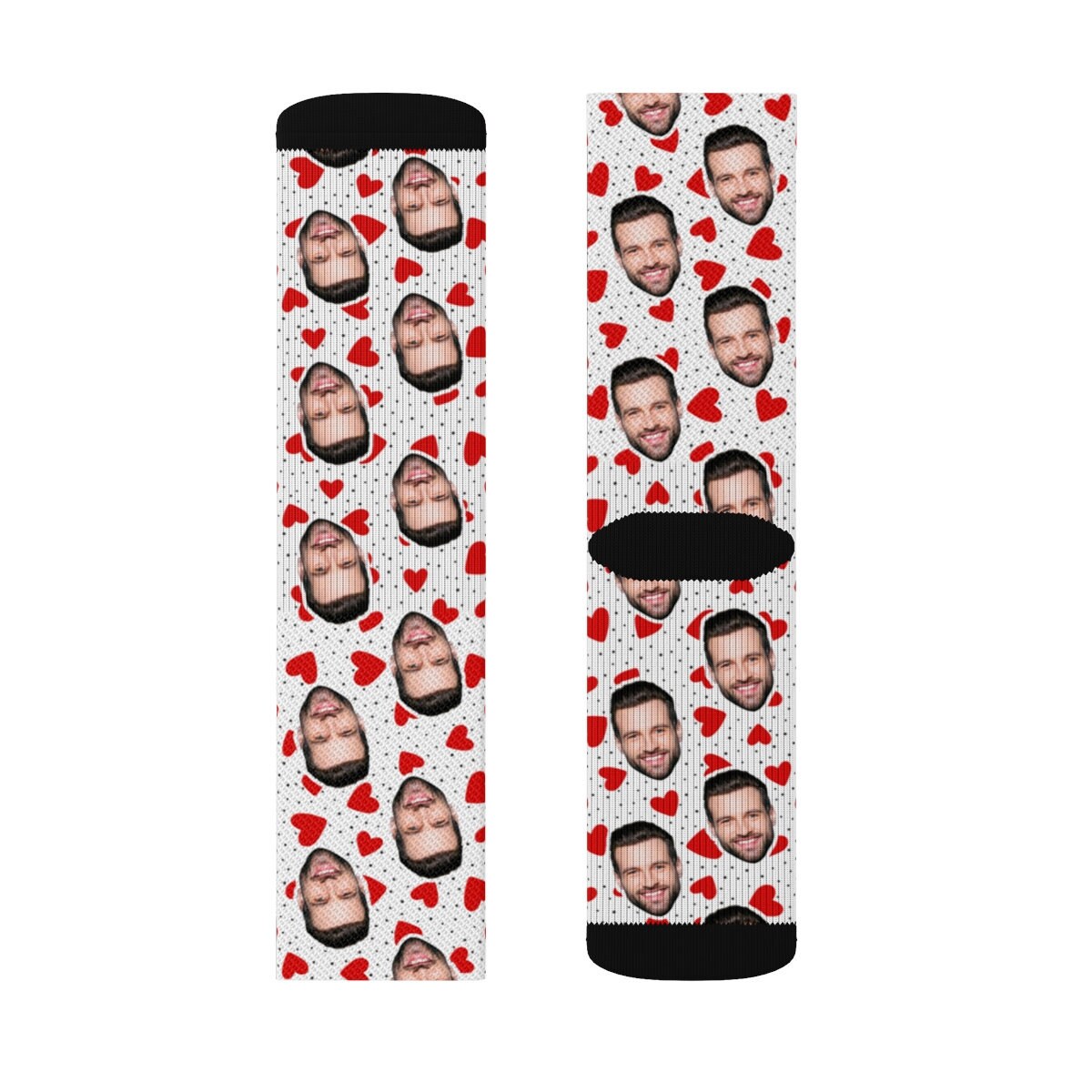 Custom Face Socks, Custom Heart Photo Socks, Face on Socks, Personalized, Love Heart Picture Socks, Valentine Gift For Her, Him Friends