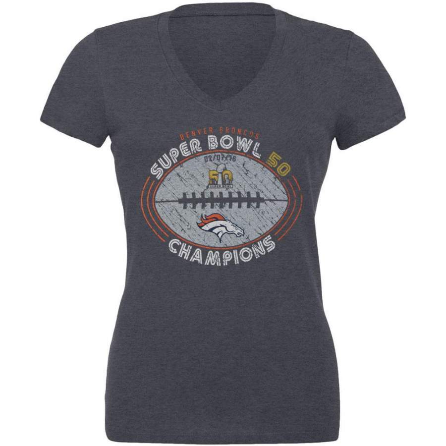 Denver Broncos – Super Bowl 50 Champions Go Long Juniors V-Neck Tri-Blend T-Shirt