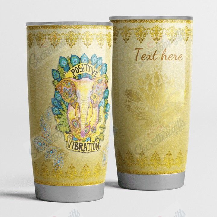 Personalized Elephant Yellow Kc0310D97Cl Stainless Steel Tumbler Travel Customize Name, Text, Number, Image