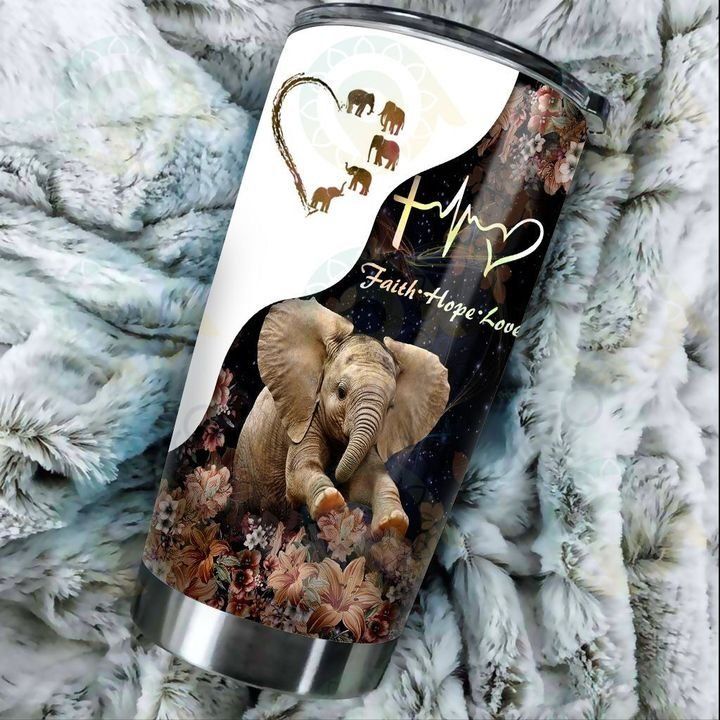 Faith Hope Love Elephant Stainless Steel Tumbler 02