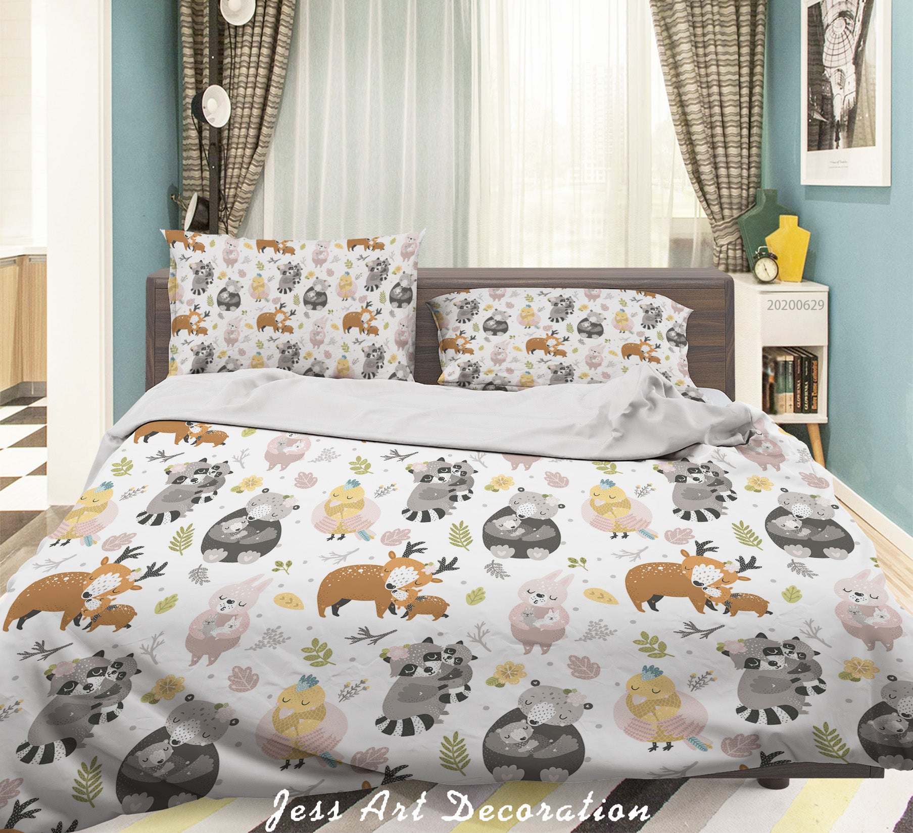 3D Cartoon Animal Floral Quilt Cover Set Bedding Set Duvet Cover Pillowcases Sf03