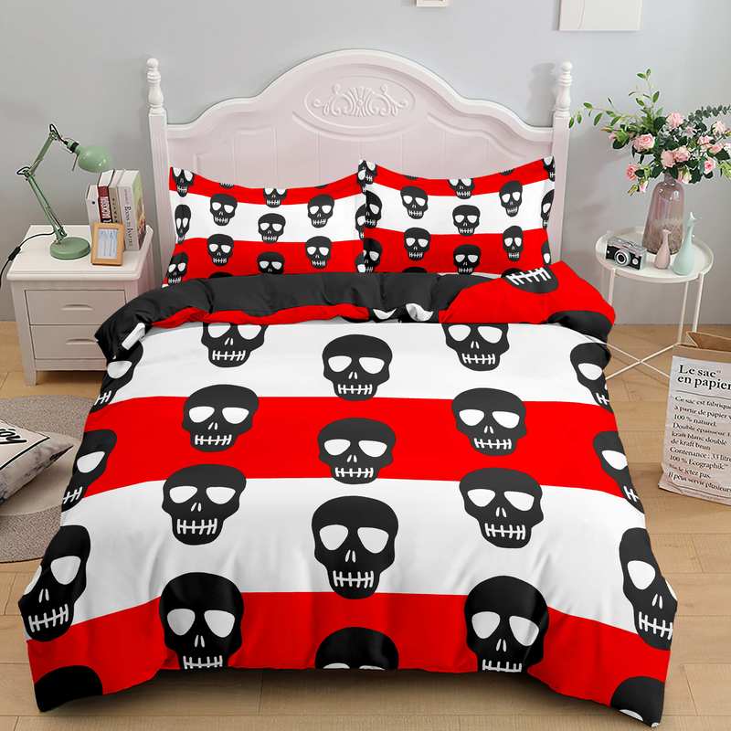 3D Skull Printed Bedding Set Multi Colors Duvet Cover With Pillowcases Unisex Designer Luxury Home Decor Bed Comforter