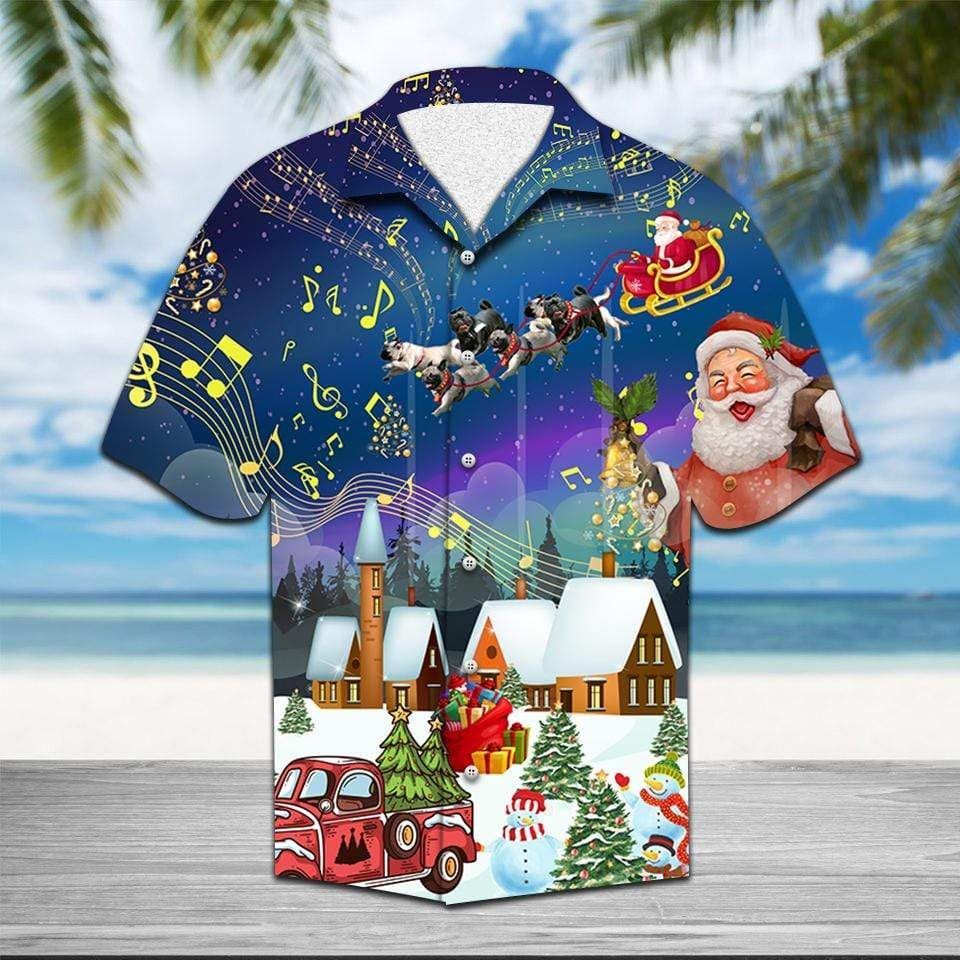 Get Here Hawaii Aloha Shirts Pugs Sleigh Christmas Ha105724