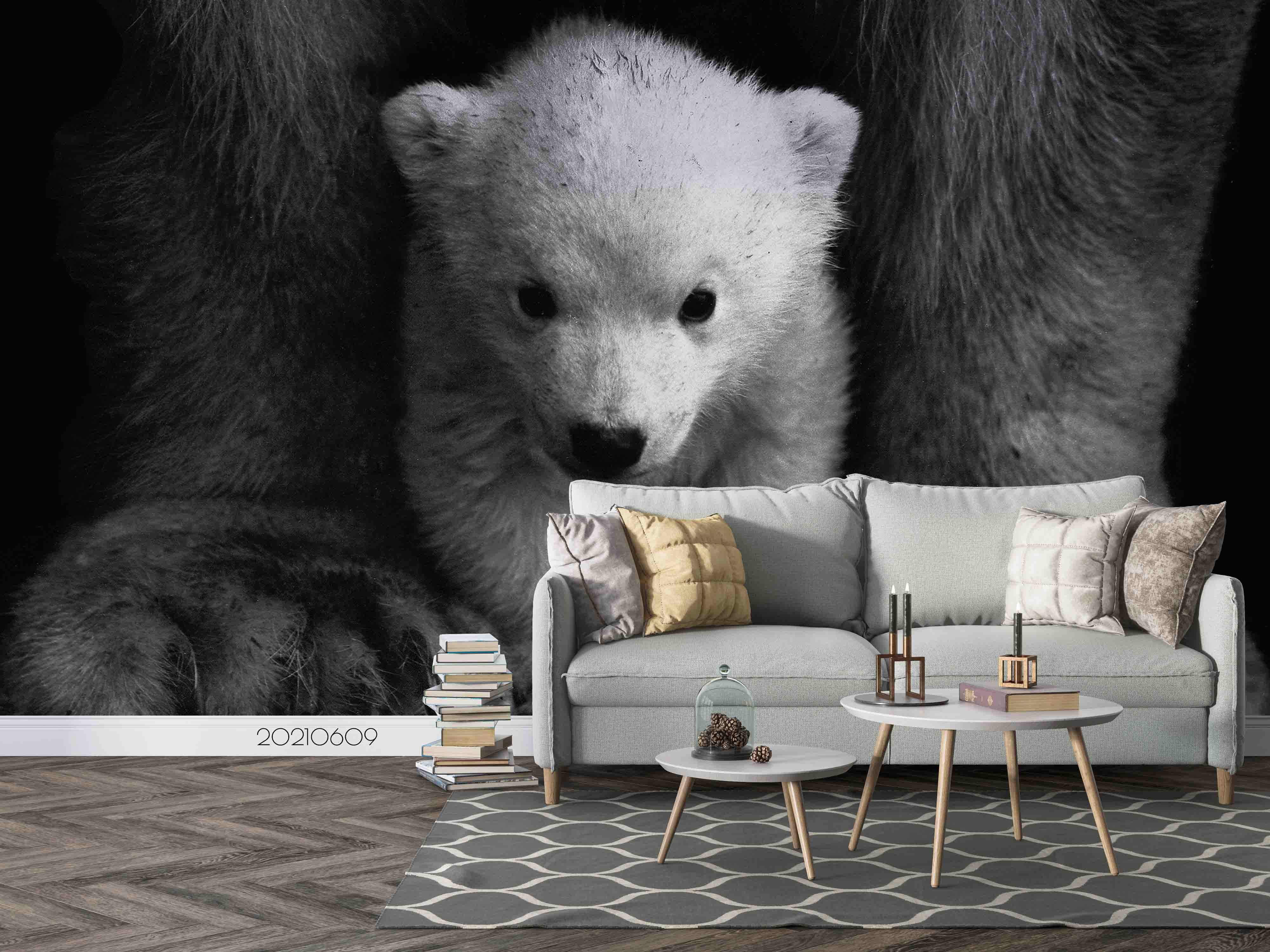 3D Grey Bear Animal Wall Mural Wallpaper Sww1737