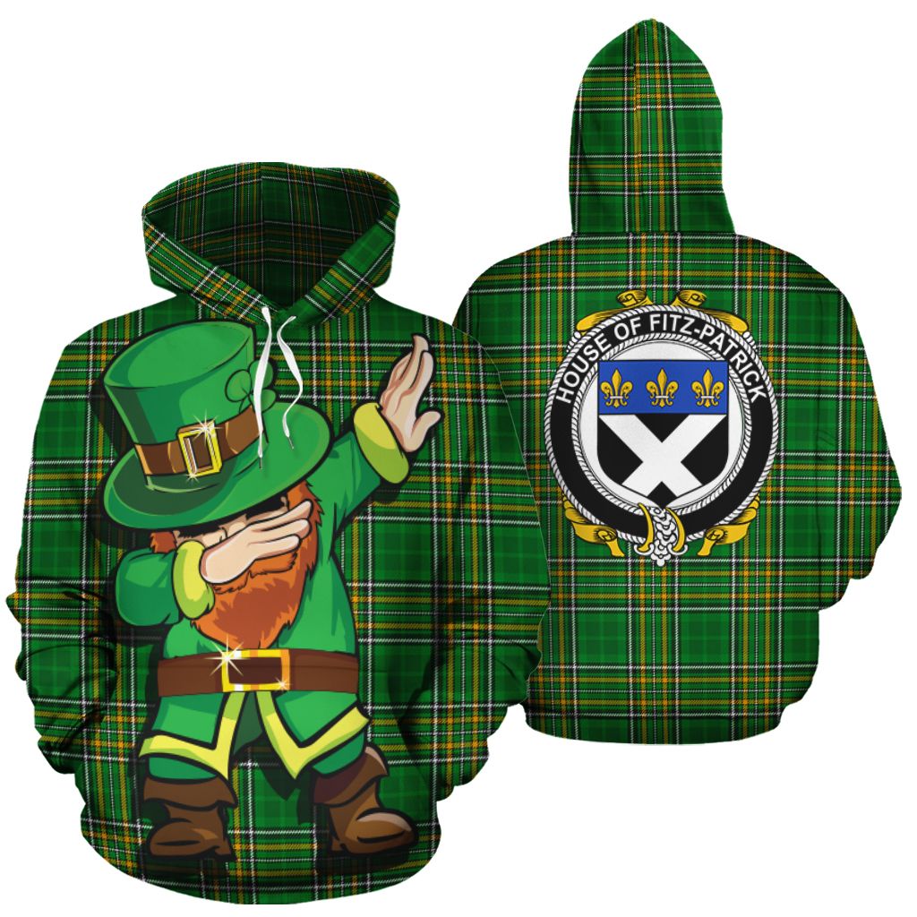 Fitz-Patrick Family Crest Ireland Dabbing St Patrick’S Day National Tartan Shirt