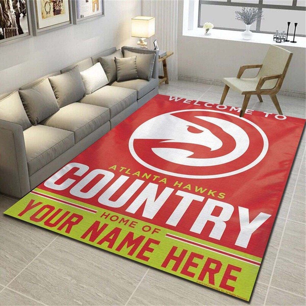 Atlanta Hawks Personalized Rug, Living Room Carpet, Customized Floor Mat