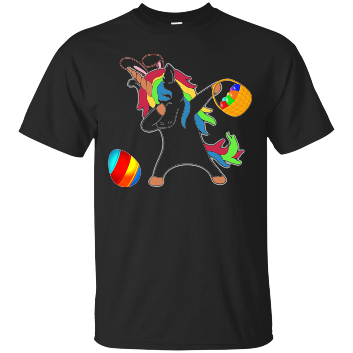 Easter Bunny Dabbing Unicorn Tshirt Easter Egg Basket Tee