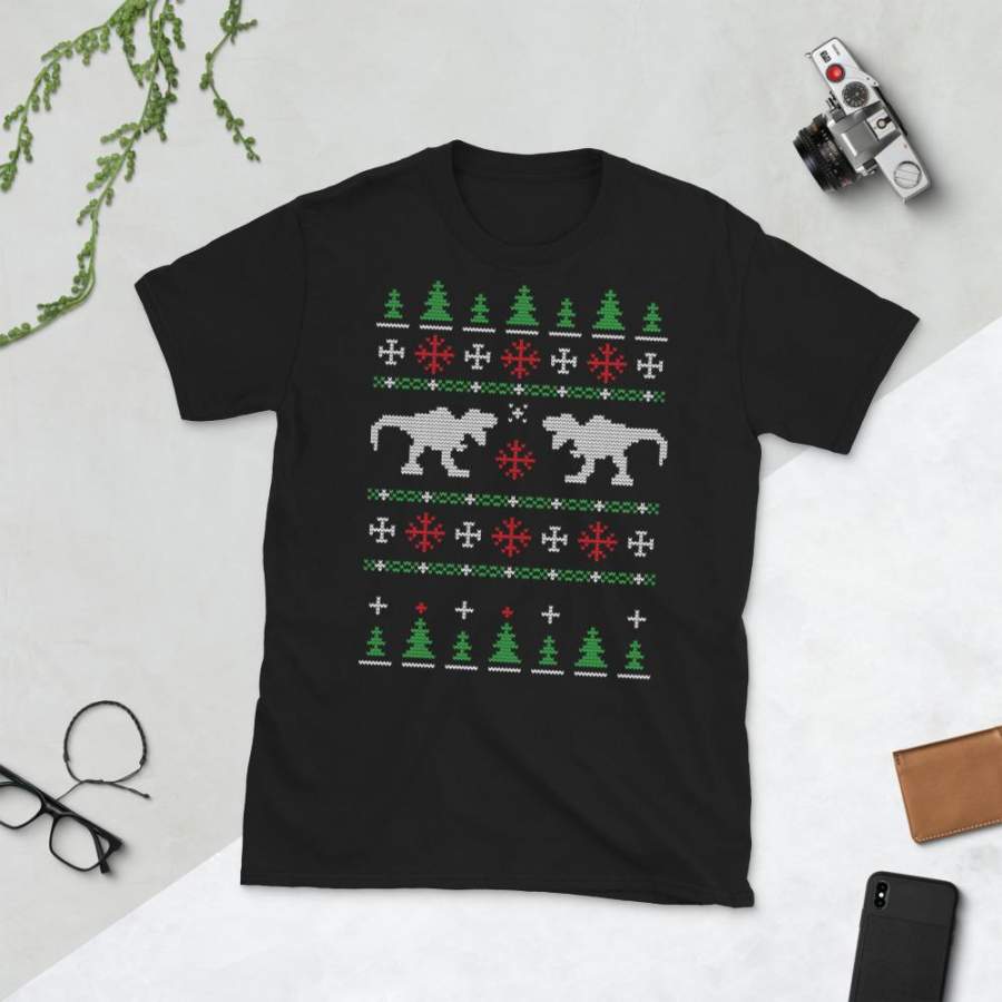 Trex Dinosaur Transparent For Christmas Ugly Sweater Design Short-Sleeve Unisex T-Shirt