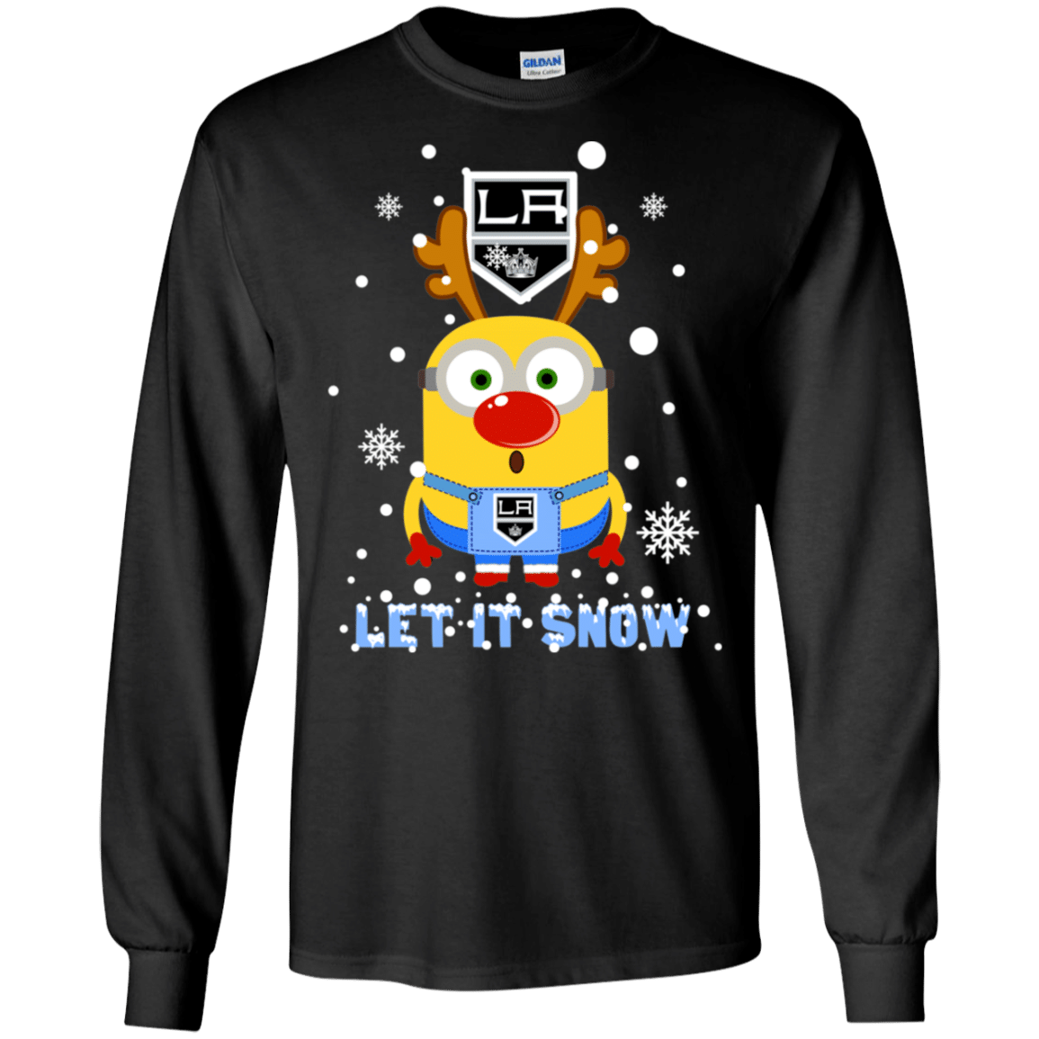 Check out this awesome Minion Los Angeles Kings Ugly Christmas Sweaters Let It Snow LS Cotton T-Shirt