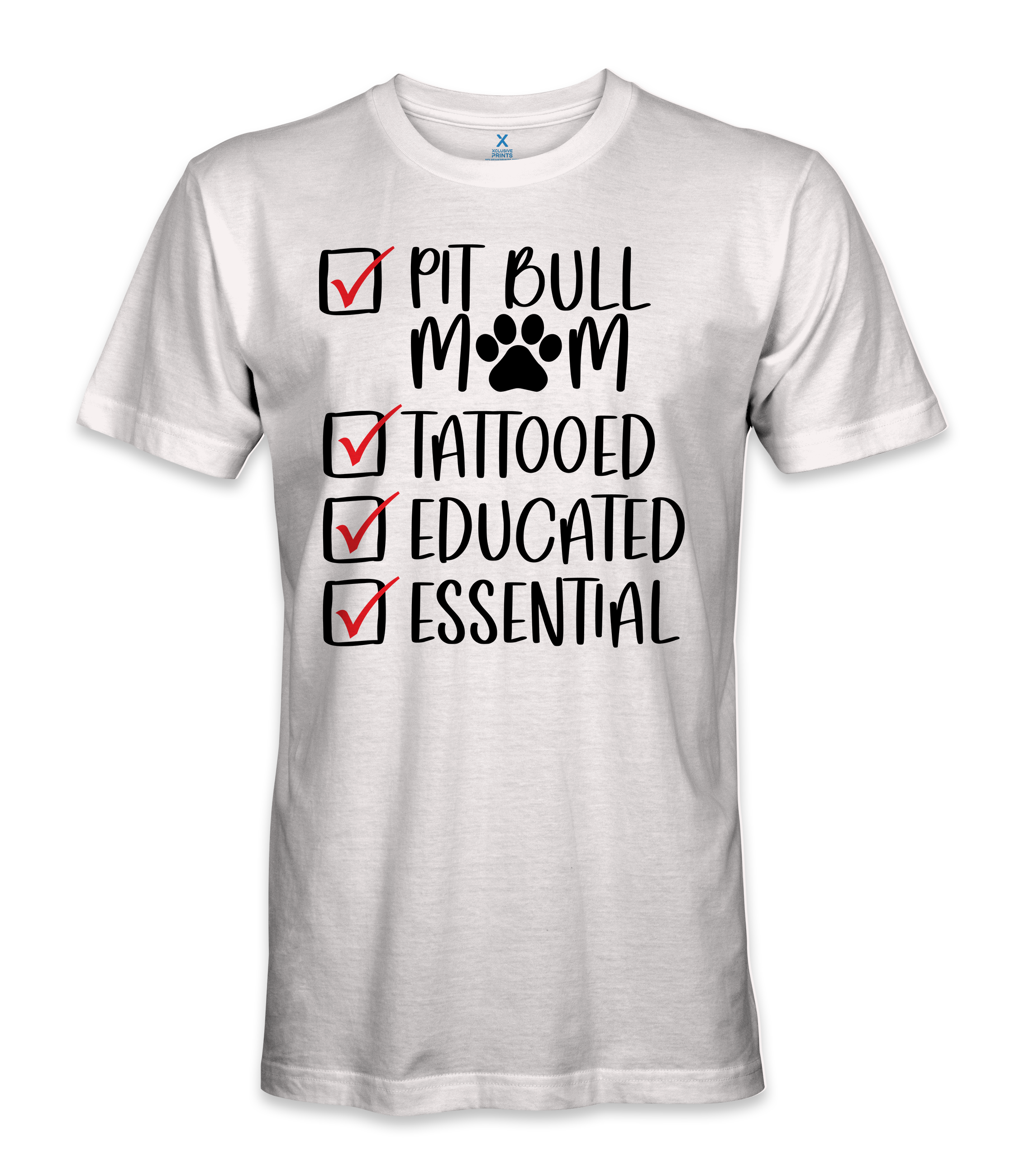 Pitbull Mom, Tattooed, Educated And Essential All Checked T-Shirt