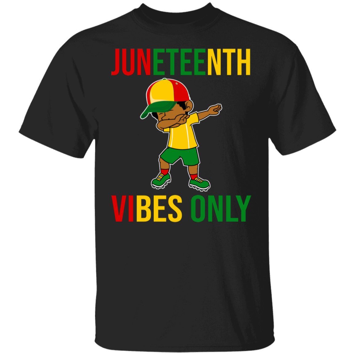 Juneteenth Black Shirt Juneteenth Vibes Only Cool Dabbing African Boys Kids Melanin Proud Youth T-Shirt