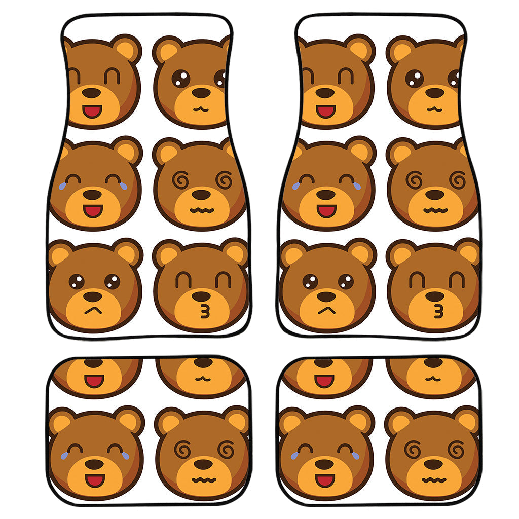 Teddy Bear Emoji Print Front And Back Car Floor Mats, Front Car Mat