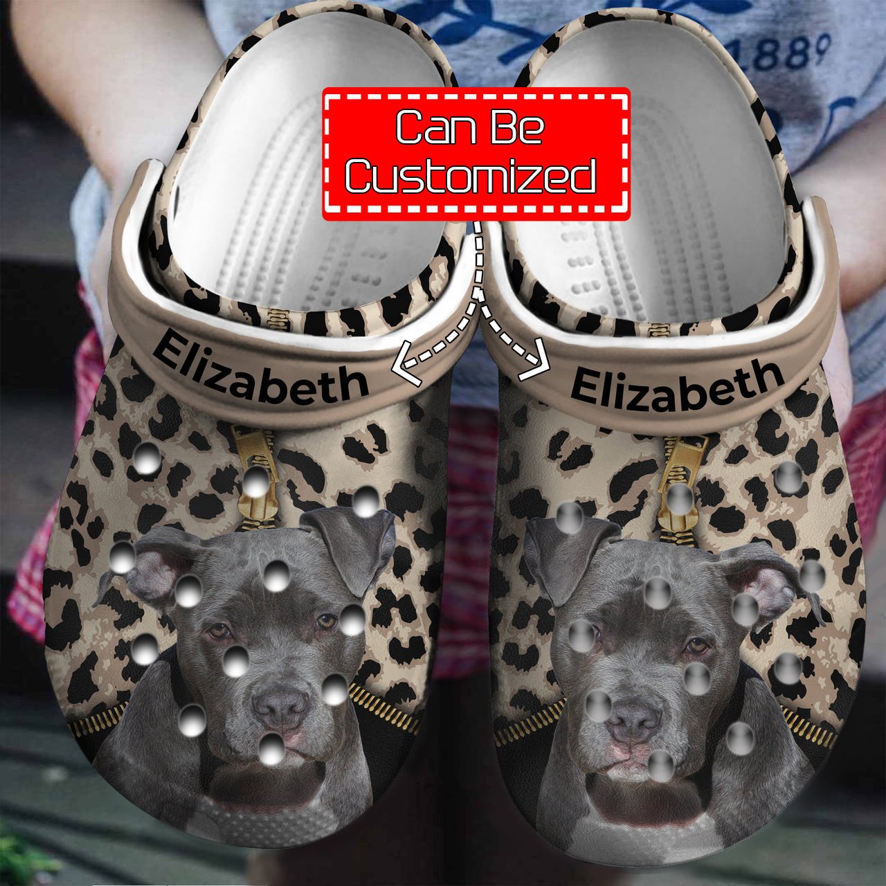 Dog Crocs – Pitbull Lovers Personalized Clogs Shoes With Leopard Pattern