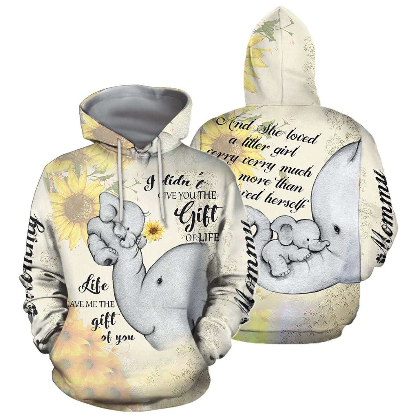 GGP20062401267 Elephant Lovers 3D all over print hoodie Love Mom Elephant Hoodie