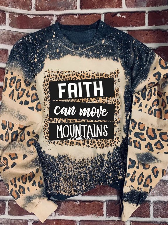 Faith Can Move Mountains Leopard 3D Hoodies T-Shirt Long Sleeve Birthday Gifts For Men Friends Brother Nephew