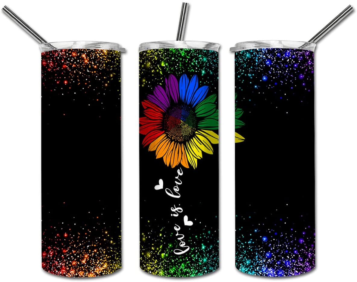 Love Is Love Lgbt Gay Lesbian Pride Month Rainbow 20 Oz Stainless Steel Skinny Tumbler