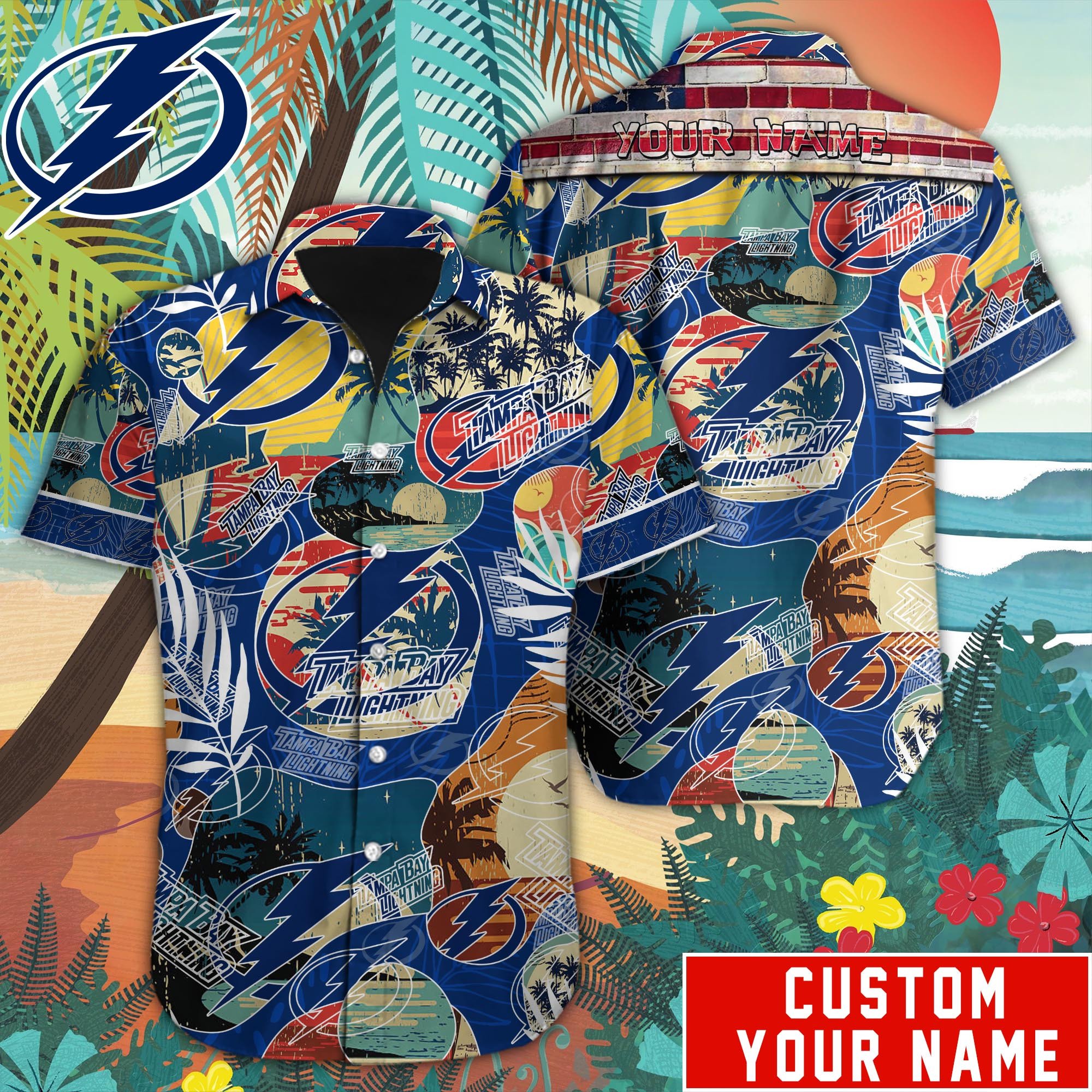 Tampa Bay Lightning Custom Name Hawaiian Shirt M-38779