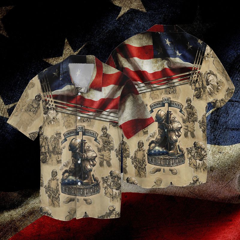 Honoring Our Heroes Remember Their Sacrifige Full Print Hawaii Shirt Ha10372