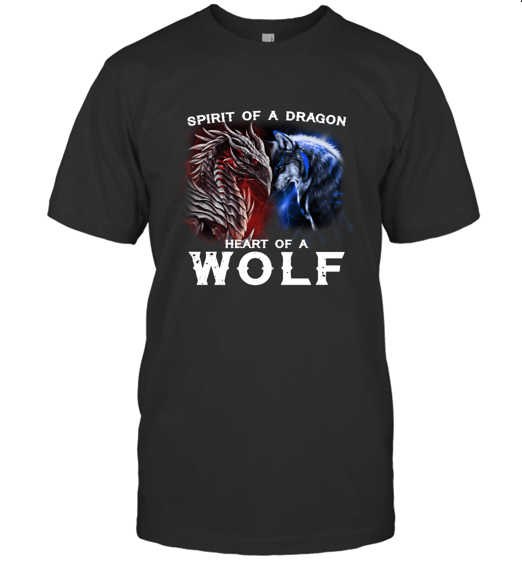 Spirit Of A Dragon Heart Of A Wolf Awesome Animal Lovers T-Shirt