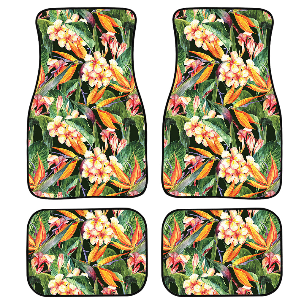 Watercolor Bird Of Paradise Print Front And Back Car Floor Mats, Front Car Mat