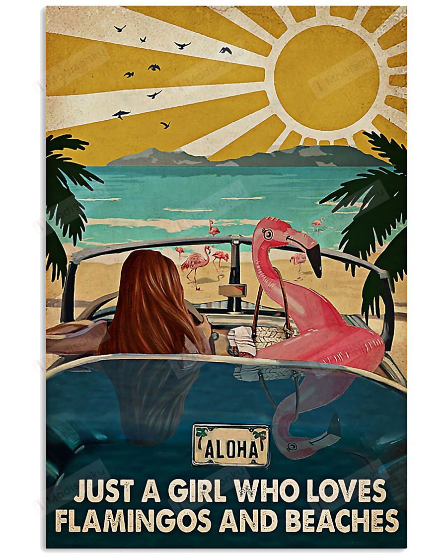 A Girl Loves Flamingo And Beaches Spread Inspiration Poster – Gift For Home Decor Wall Art Print Vertical Poster No Frame Full Size