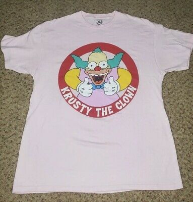 Vintage The Simpsons Krusty The Clown Tv Show Graphic Pink  Tee T-shirt L 3116