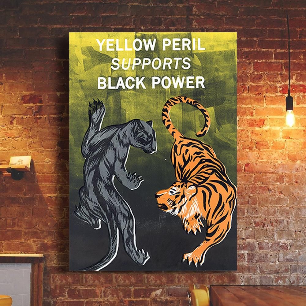 Get Now Yellow Peril Support Black Power Poster Asian For Black Stop AAPI Hate Asian American Decor