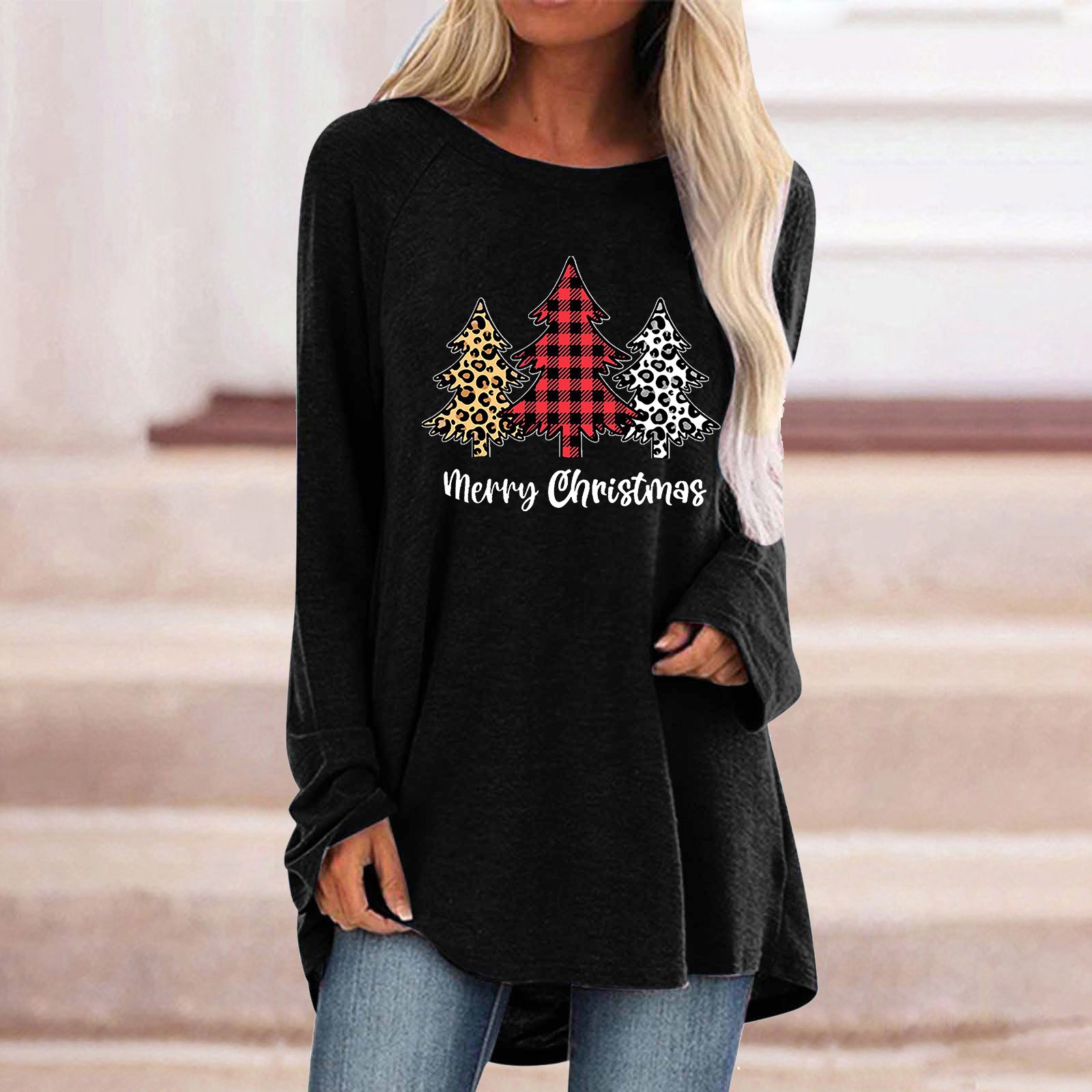 Women Hoodie Christmas Short Sleeve O-Neck Sweatshirt Anime Casual Loose Kawaii Sweater Top Pullover Blusa Feminina Hoodies alx