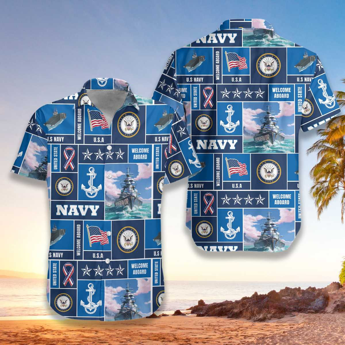 Hawaii Aloha Shirts Veteran Soldier Us Navy Welcome Ha69120