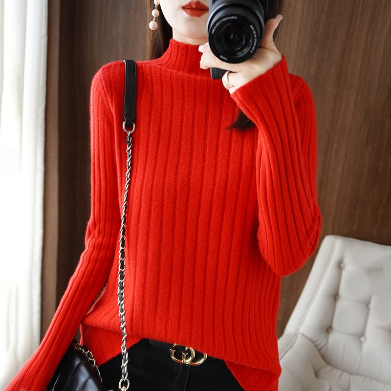 Cashmere Elegant Half turtleneck Women Sweater Soft Knitted Pullovers Loose Warm Female Knitwear Jumper alx