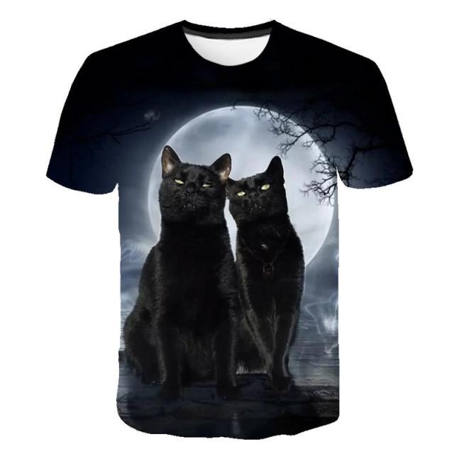 Two Black Cats Night-Time T-Shirt