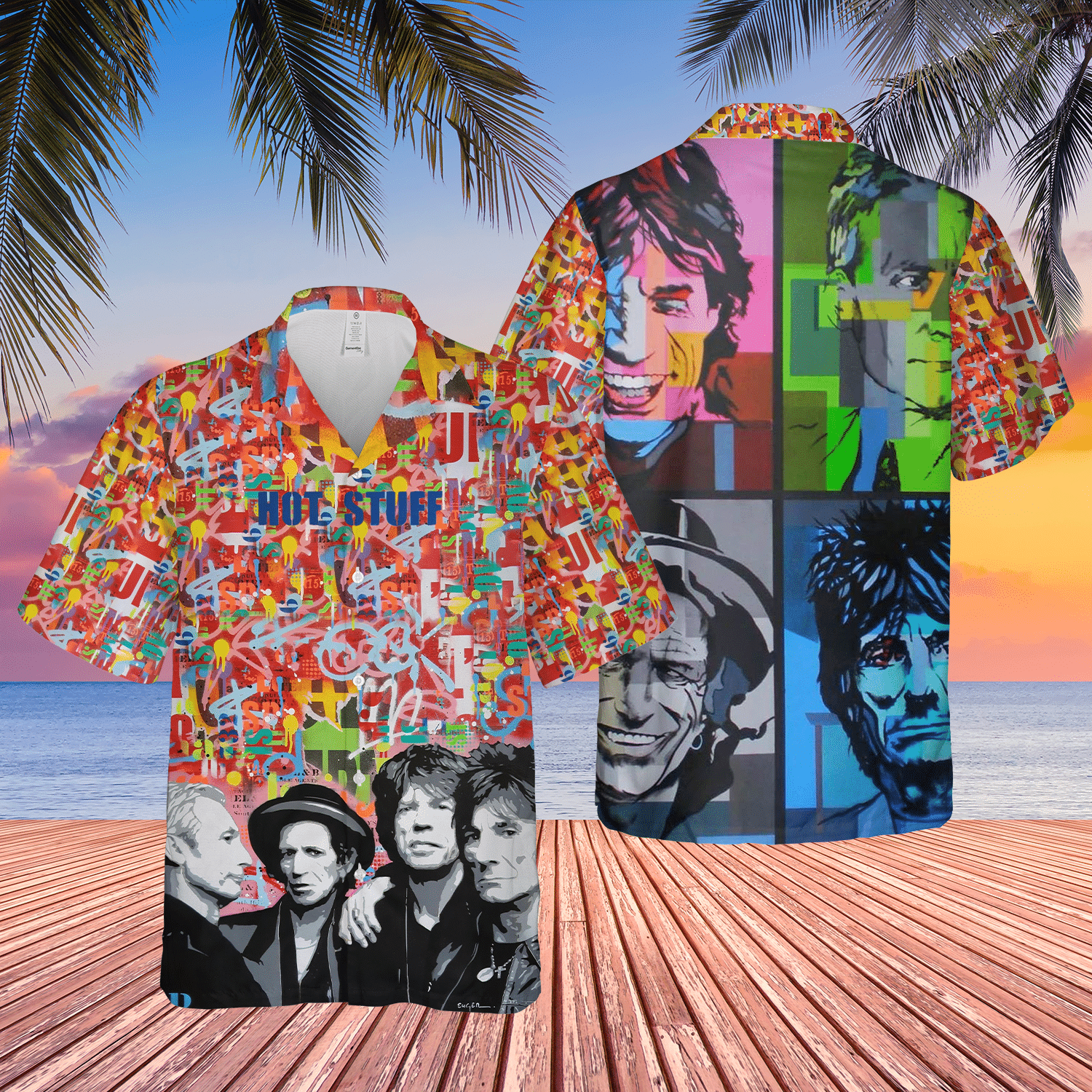 The Rolling Stones Rock Roll Legend Colorful Pattern Hawaii Shirt Ha73664