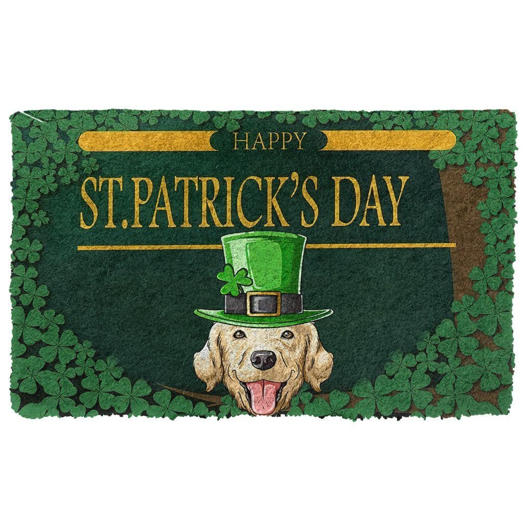 Gearhumans 3D Happy St Patrick Day Labrador Retriever Custom Doormat