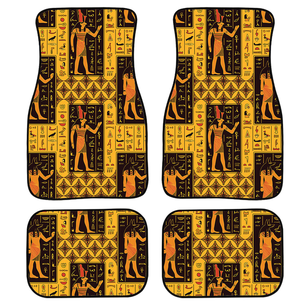 Egyptian Gods And Hieroglyphs Print Front And Back Car Floor Mats, Front Car Mat