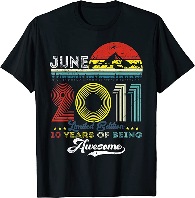 Vintage June 2011 Limited Edition 10th Birthday 10 Years Old T-Shirt