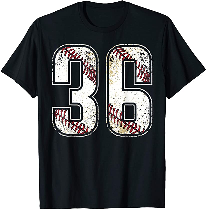 #36 Baseball Jersey Number 36 Vintage Retro Birthday Gift T-Shirt