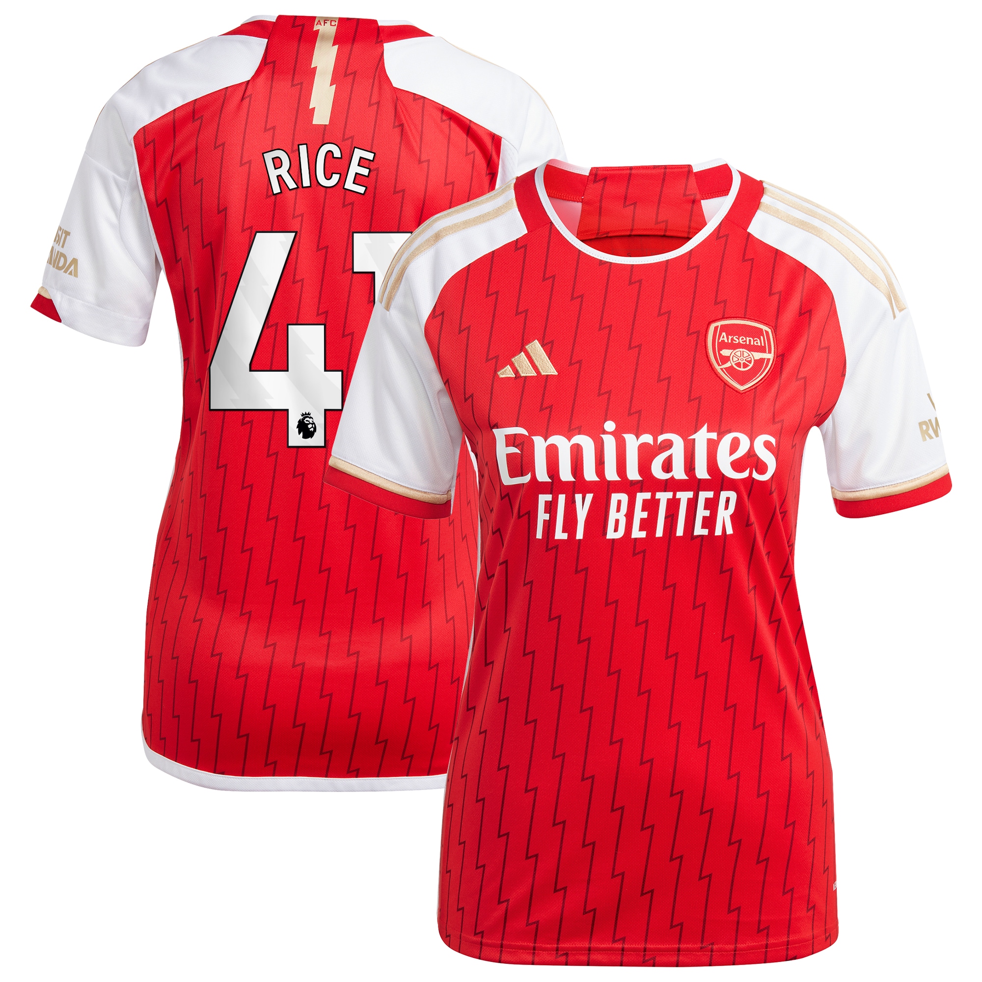 Declan Rice Arsenal Women's 2023/24 Home Replica Player Jersey – Red