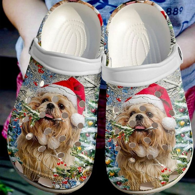 Shih Tzu Christmas Bling Bling 102 Gift For Lover Rubber clog Shoes Comfy Footwear