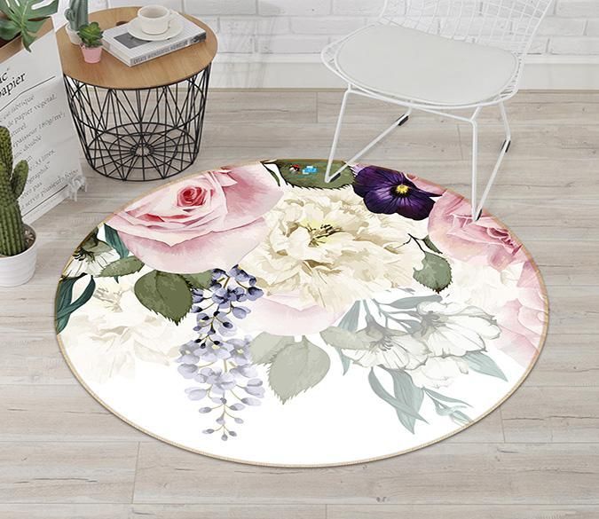 3D Fresh Flower 089 Round Rug – Round Carpet Home Decor