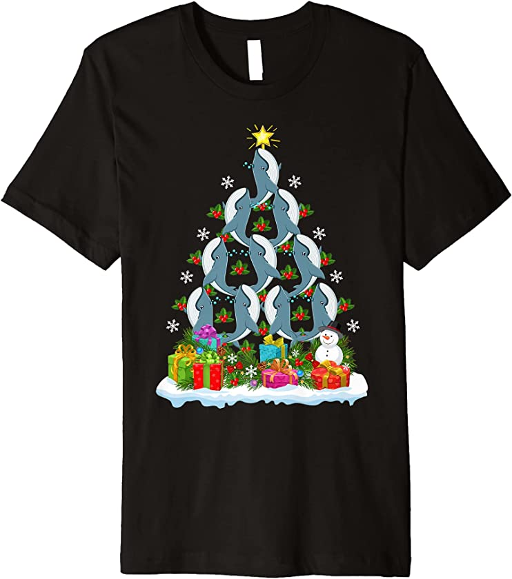 Whale Fish Lover Xmas Holiday Funny Whale Christmas Tree Premium T-Shirt