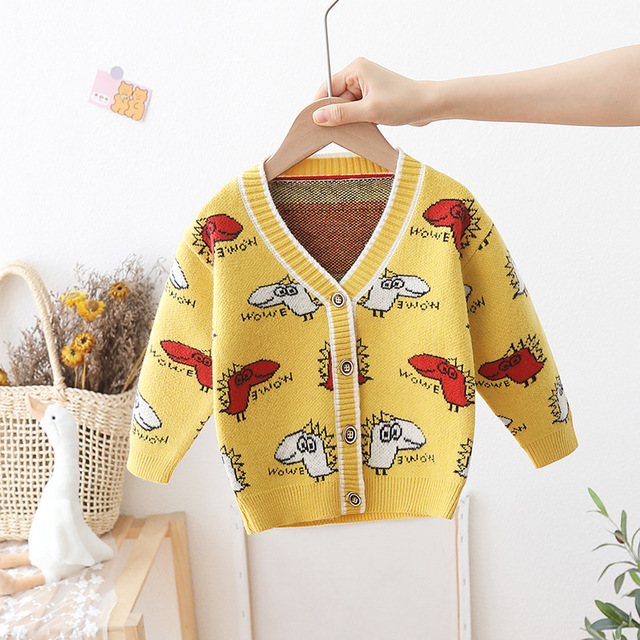 Boys and Girls Sweater Cardigan Autumn New Baby Sweater V-neck Jacket In Children’s Foreign Style Children’s Clothing Jacket alx