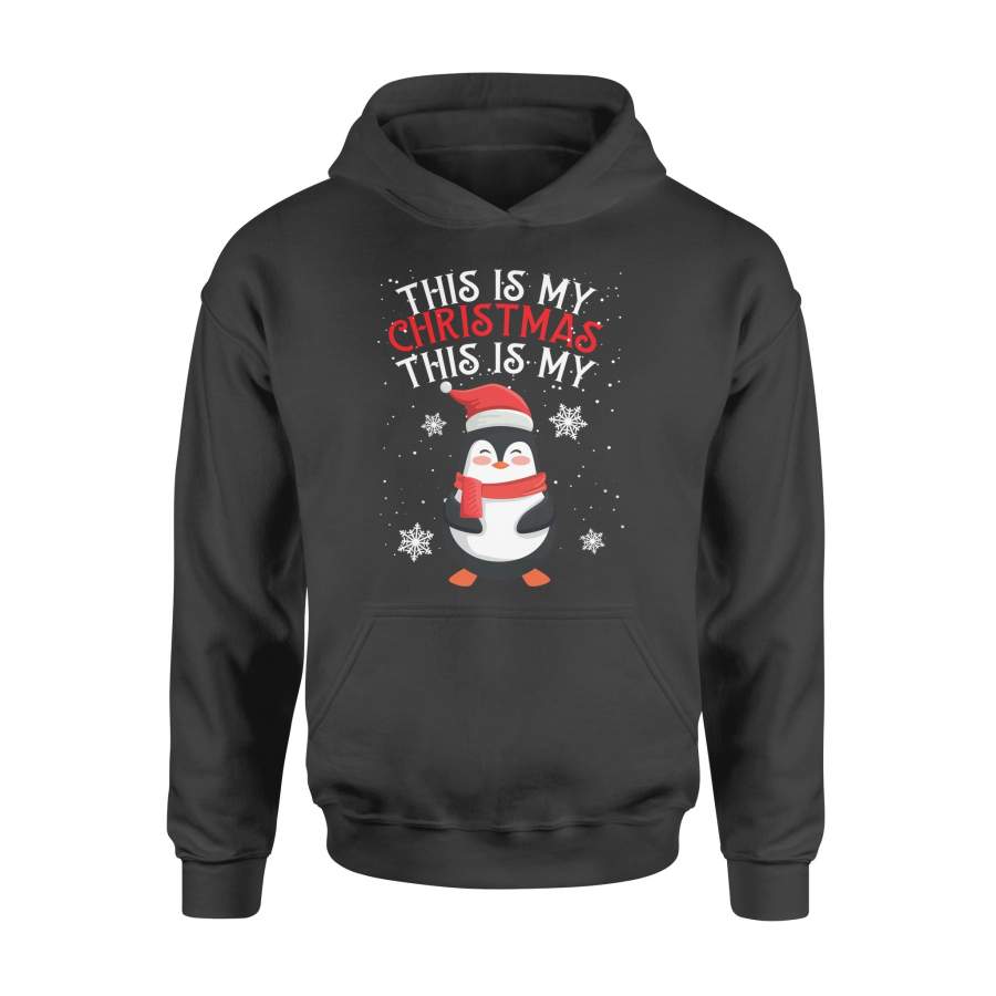 This Is My Christmas Pajama Shirt Penguins Santa Gift Hoodie