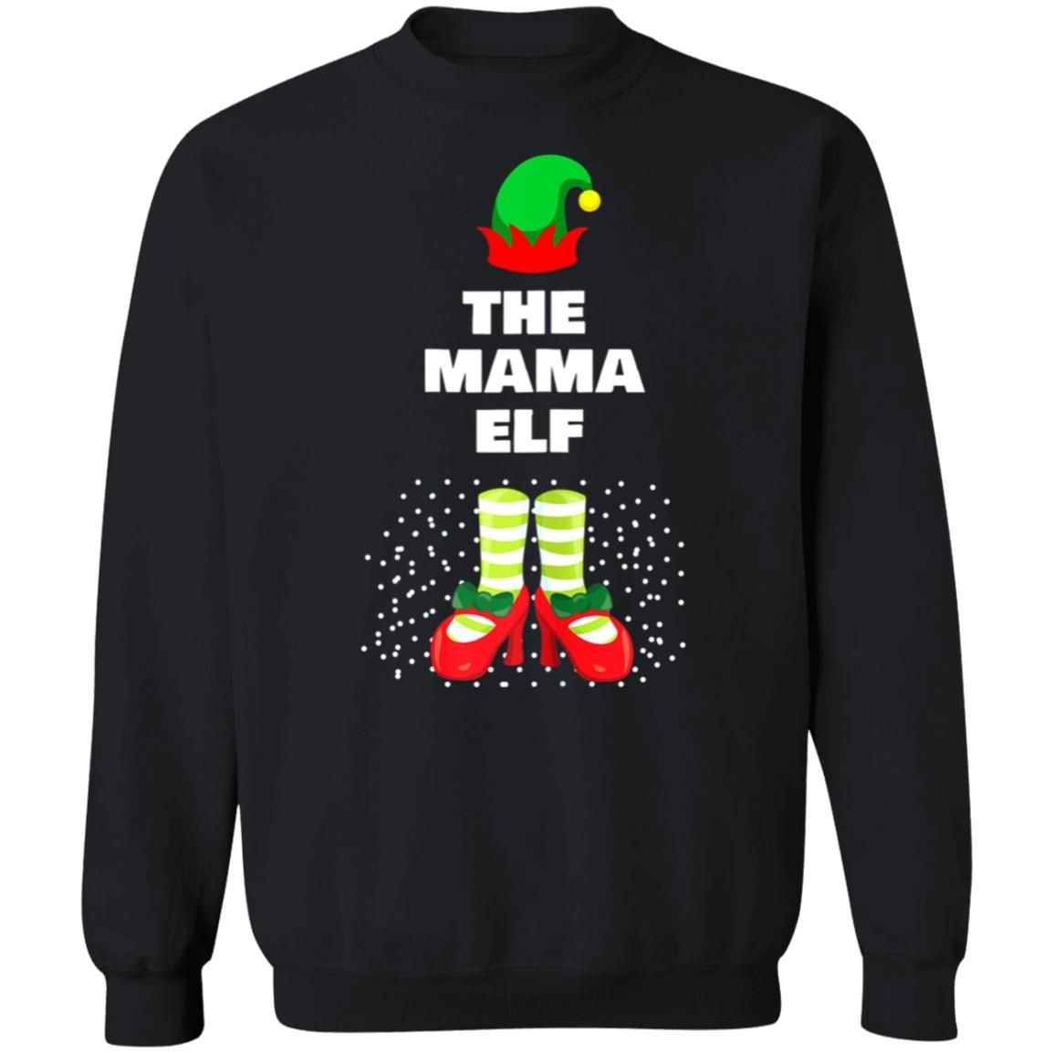 Womens The Mama Elf Matching Family Christmas Party Pajama Gift Shirt